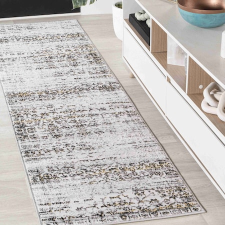 Jonathan Y Tidal Modern Strie' Ivory/Black 2 ft. x 8 ft. Runner Rug SOR202C-28