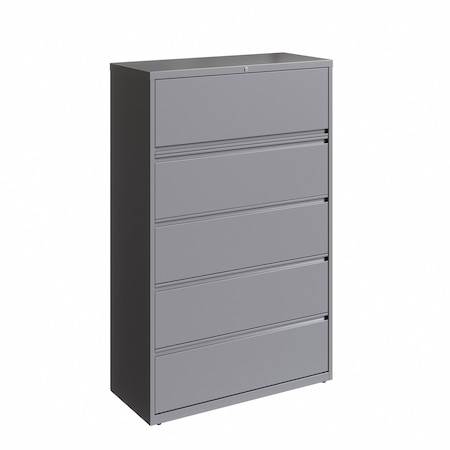 Hirsh 42 in W 5 Drawer Lateral File Cabinet, Arctic Silver, A4/Legal/Letter 23751