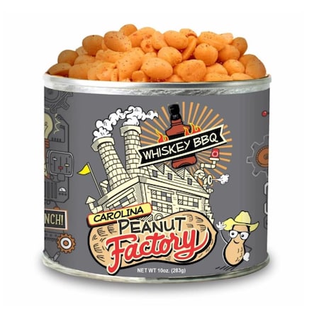 1 In 6 Snacks Carolina Peanut Factory Whiskey BBQ Peanuts 10 oz Can 10957