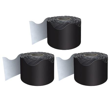 Carson Dellosa Black Rolled Scalloped Border, 65 Feet Per Roll, 3PK 108472