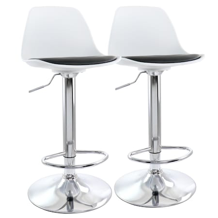 Elama 2 Piece Adjustable Bar Stool in Black and White with Chrome Base ELM-836A-BLK-WHT