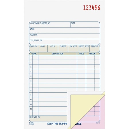 Adams Business Forms Book, Carbonless, Sales Form TC4705