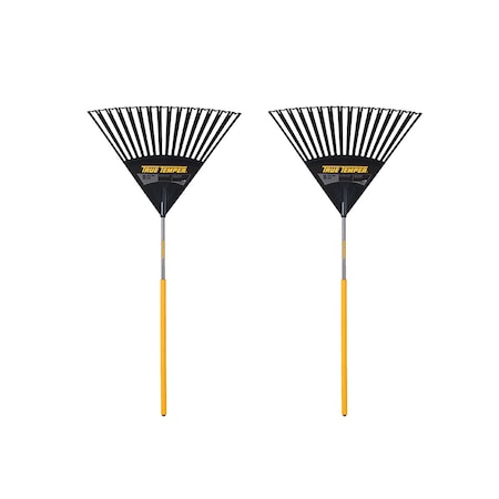 True Temper 48 in. Wood Handle Poly Leaf Rake, 15-Tine, 2-Pack 10000-07612