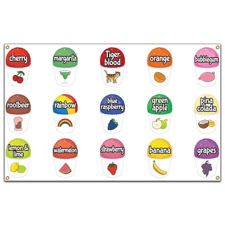 Signmission 15 Flavors Snow Cone, 36 Inch x 60 Inch, Banner B-60 15 Flavors Snow Cone