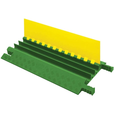 Electriduct Grip Guard Cable Protector, 3 Channel, 36in Length, Green Base / Yellow Lid, 1 Piece GG3X225