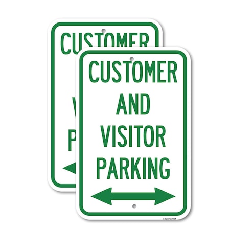 Signmission Reserved Parking Sign Customer and Visitor Parking Bid, 18'' X 24'', Heavy Gauge Aluminum, 2PK A-1824-2PACK-23054