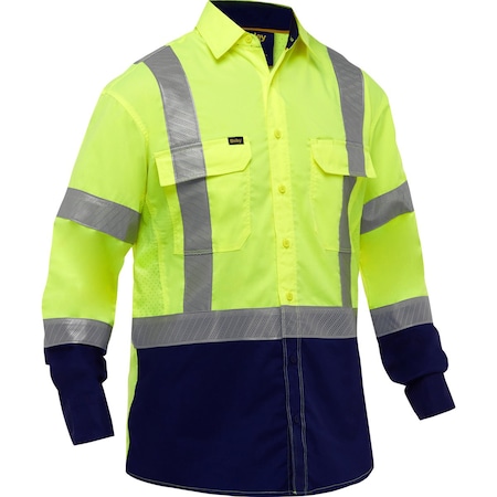 Bisley ANSI Type R Class 3 Long Sleeve Work Shirt with Navy Bottom 313M6491H-YN/3X