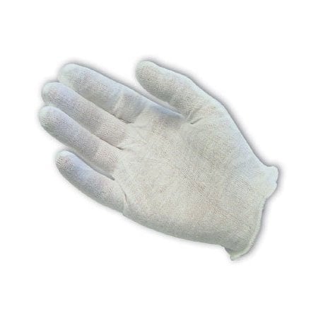 Cleanteam Medium Weight Cotton Lisle Inspection Glove with Overcast Hem Cuff, Ladies', 12PK 97-521H