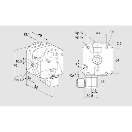 Honeywell Kromschroder Gas Pressure Switch, DG Series, 0.4–500 mbar Range KS84447022