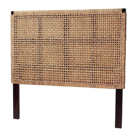 Bali & Pari Alise Bohemian Seagrass and Dark Brown Mahogany Wood Queen Size Headboard 251-13907-ZORO