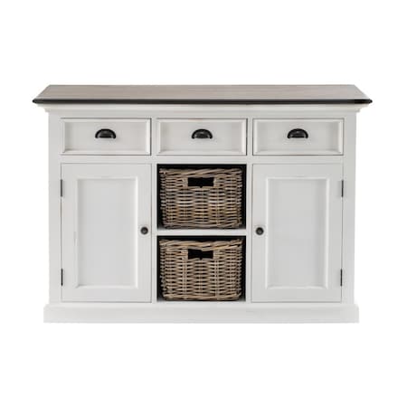 Homeroots Modern Farmhouse Brown And White Large Accent Cabinet 388227