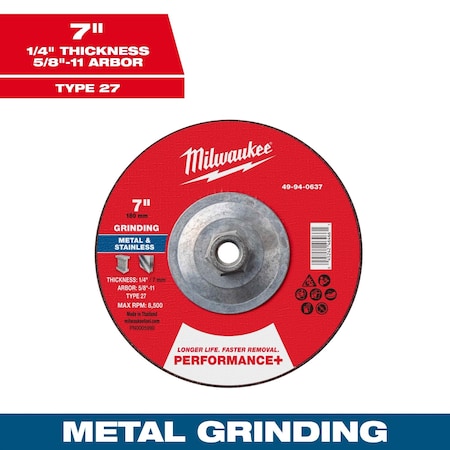 Milwaukee Tool Grinding Wheel, 7" dia. 49-94-0637