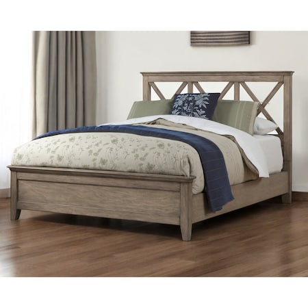 Homeroots Brown Cross Back Solid Wood Full Bed Frame 524829