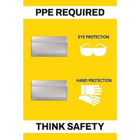 Visual Workplace PPE Shadow Board, Yellow, 24 in H 30-1910-3624-P51801