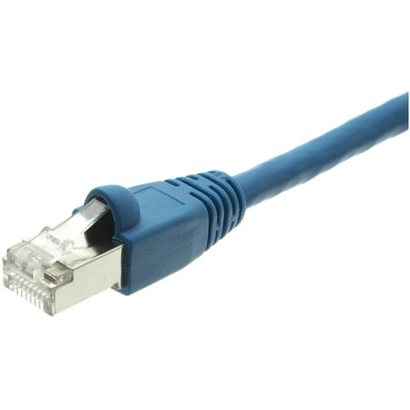 Cable Wholesale Shielded Cat6a Blue Copper Ethernet Patch Cable, 10 Gigabit, Snagless/Molded Boot, 500 MHz, 7ft 13X6-56107
