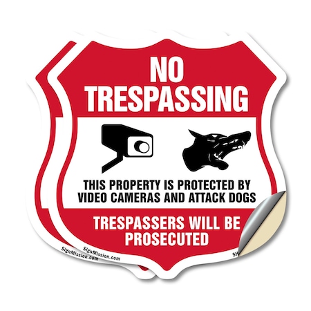 Signmission No Trespassing Shield Sign This Property, 12 inch X 12 inch, Vinyl Decal, 2PK SHI-D-2PACK-12-409