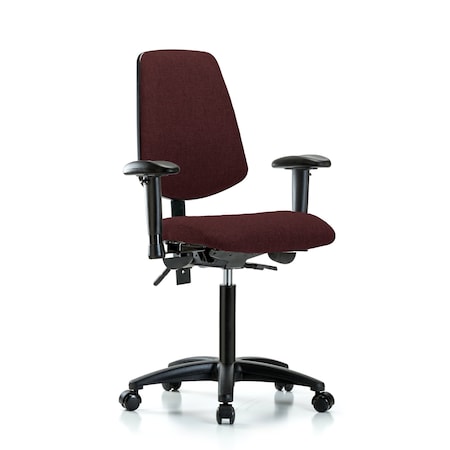 Blue Ridge Ergonomics Fab Med Bench Chair, Bk, Cast, Bur, 6-Way Adjustable, 22" to 29" Height, Burgundy BR-FMBCH-MB-RG-T1-A1-NF-RC-F41