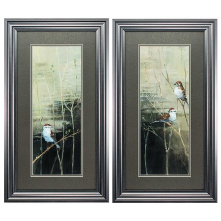 Homeroots 15" X 27" Gunmetal Gray Frame Sparrows Dusk, Set Of 2, 2PK 365876