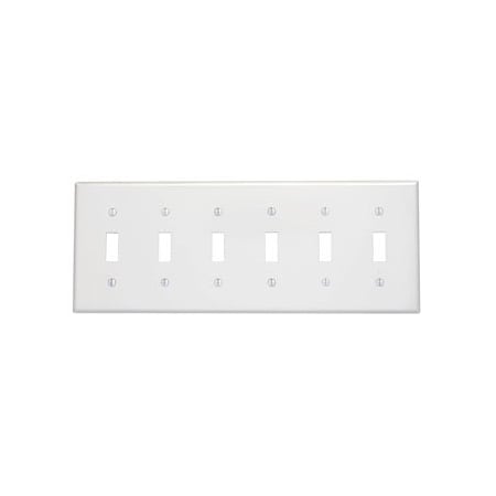 Leviton Switch Wallplate, Standard Size, Gang 6, White 88036