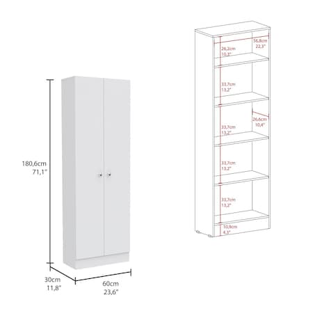 Homeroots 24" White Laminate Accent Cabinet With Four Shelves 477673