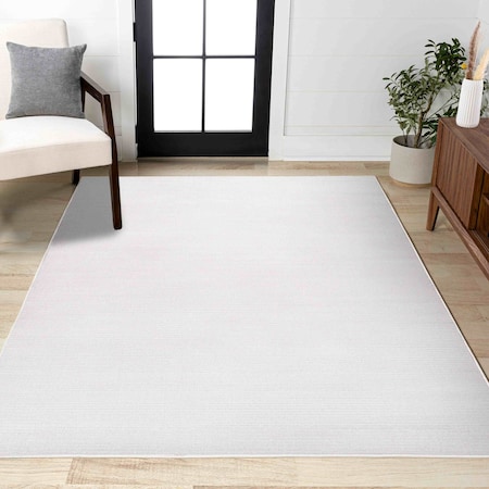 Jonathan Y Cole Modern Minimalist Pinstripe High-Low White/Silver 8 ft. x 10 ft. Area Rug CAR101C-8
