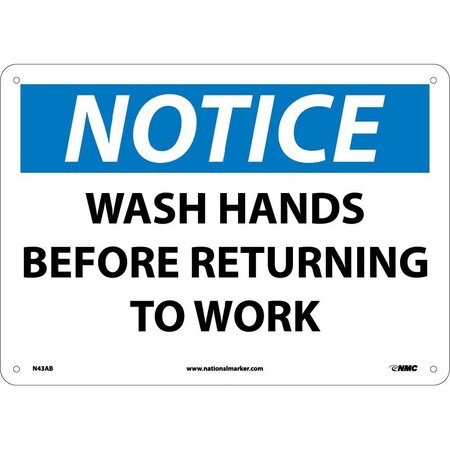 Nmc Notice Wash Hands Before Returning To Work Sign, N43AB N43AB