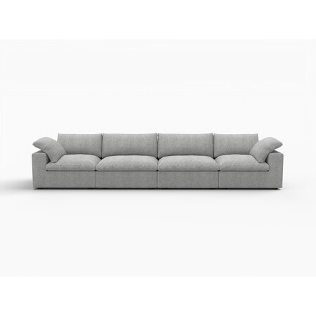 Homeroots 160" Light Gray Linen Blend Modular Sofa 714570