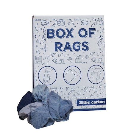 Supremeplus Recycled Denim Cloth Material Cleaning Rags, 25 lbs. Box SP-0066