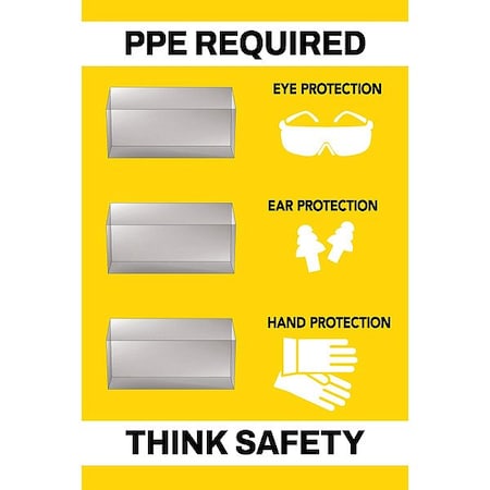 Visual Workplace PPE Shadow Board, Yellow, 24 in H 30-1910-3624-P11801
