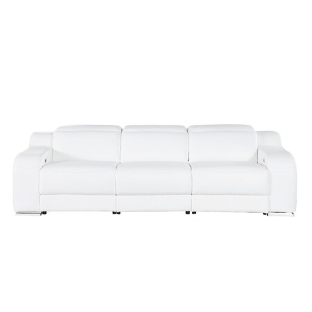 Homeroots 103" White Italian Leather Reclining USB Sofa 632868