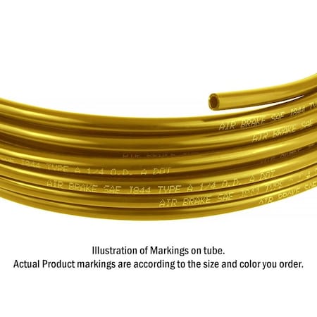 Mytee Products Air Line 1/4in OD x 50ft Yellow SAE J844 Nylon Air Brake Tubing DOT Approved MP-ABT-1924-07-T