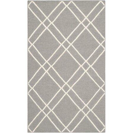 Safavieh Dhurries Hand Woven Flat Weave Small Rectangle RugsGrey & Ivory 3 x 5 ft. DHU638B-3