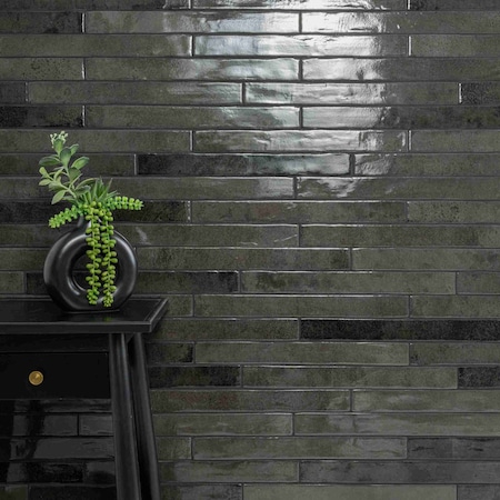 Ackland Westley Smoked Shadow 2 in. x 18 in. Glossy Porcelain Floor and Wall Tile, 32PK AKNPTWESSMGR2X18G-CA