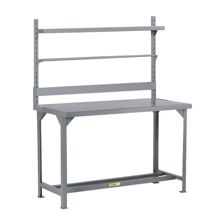 Little Giant Heavy-Duty Packaging Table with Bin Rail, Roll Goods Holder & Shelf WST1-3060-36-BR-RG-SHLF