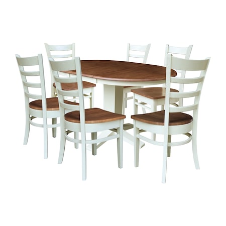 Whitewood Industries Rectangular Extension Dining Table W/ 6 Chairs, 36 in W, 30.1 in L, 48 in H, Parawood, 6 K79-36RXT-23B-C617-6