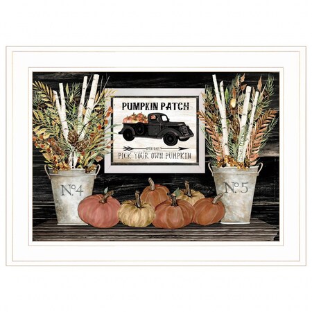 Homeroots Pumpkin Patch Still Life 2 White Framed Print Wall Art 406812