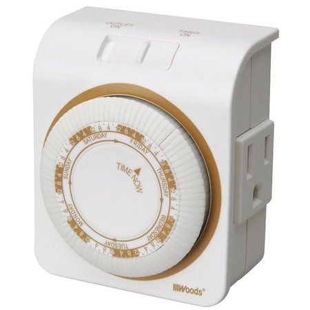 Southwire Mechanical Timer, 15 A, 125 V, 1875 W, 7 days Time Setting, 6 On/Off Cycles Per Day Cycle, White 50002