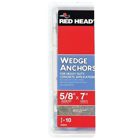 Red Head Trubolt Wedge Anchor, 5/8" Dia., 7" L, Stainless Steel Zinc Plated 3044