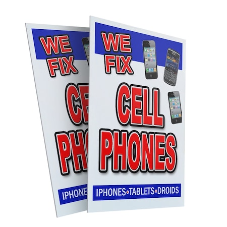 Signmission We Fix Cell Phones, Plastic Signs Only 24 Inch x 36 Inch, Corrugated Plastic, 2PK CSB-2436-2PACK-We Fix Cell Phones