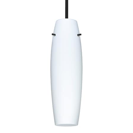 Besa Lighting Besa Suzi Stem Pendant, Opal Matte, Black Finish, 1x 9W LED 1TT-489707-LED-BK