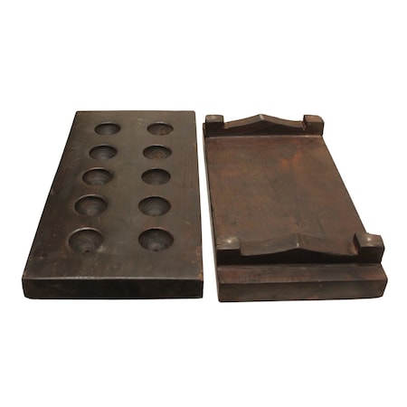 Homeroots 2" Brown Wood Geometric Tabletop Dish Candle Holder 490203