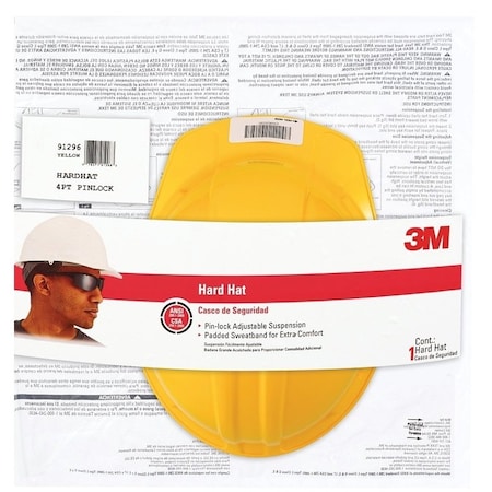 3M Hard Hat, 4Point Suspension, Polyethylene Shell, Yellow, Class E, G CHH-P-Y12