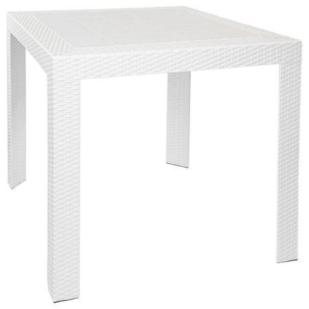 Leisuremod Mace Weave Design Outdoor Square Dining Table, White MT31W