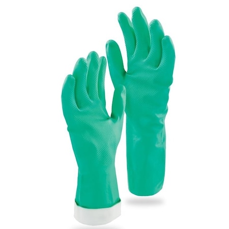 Libman Libman Heavy-Duty Reusable Gloves, L, 13 in L, Nitrile, Green 1319