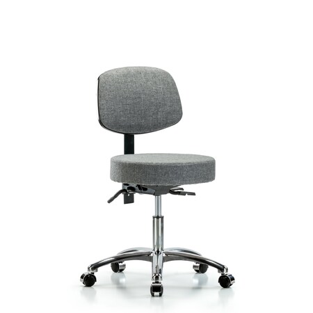 Blue Ridge Ergonomics Desk Stool, Fabric, Bk Chrm, Tilt, Cast, Gry BR-FDHST-CR-T1-CC-F44