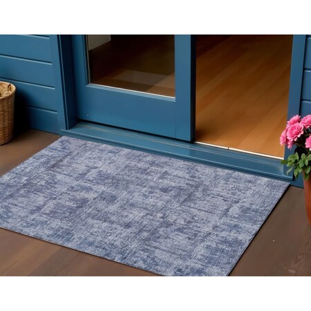 Homeroots 3' X 5' Blue And Ivory Abstract Washable Indoor Outdoor Area Rug 615440