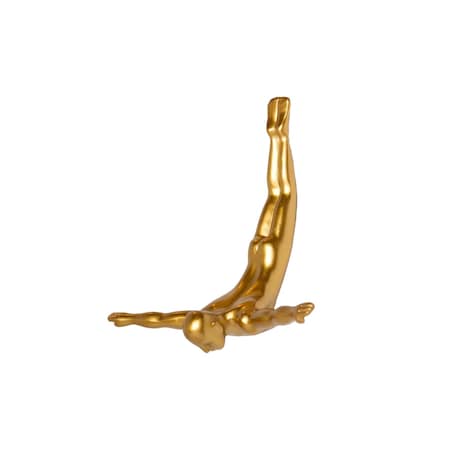 Homeroots 7" X 7" Gold Resin Diving Man Hanging Dimensional Sculpture 332356
