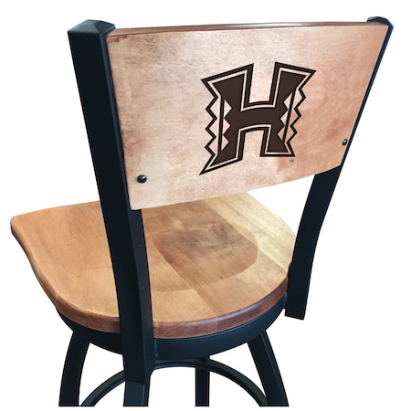 Holland Bar Stool Co 30" Blk Wrinkle Hawaii Swivel Bar Stool, Laser Engraved Back L03830BWMedMplAHawaiiMedMpl