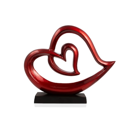 Homeroots 12" Red and Black Aluminum Tabletop Sculpture 568872