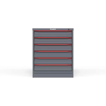 Strong Hold 6 drawer cabinet - (6x 4ft) - Red accents - Keyed Alike S3036-PPAAS-0601DS